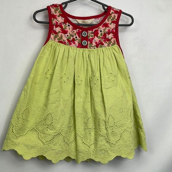 Matilda Jane lime green eyelet and butterfly patterned mixed Media dress size 4 - Picture 1 of 15